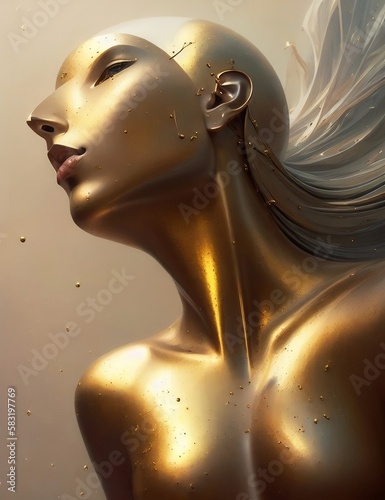 Golden woman statue, golden woman figure, lady, female figure