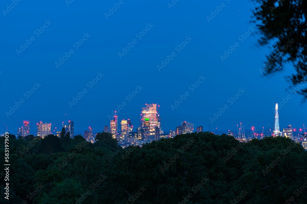 Scenic shot of the city skyline in London during nighttime