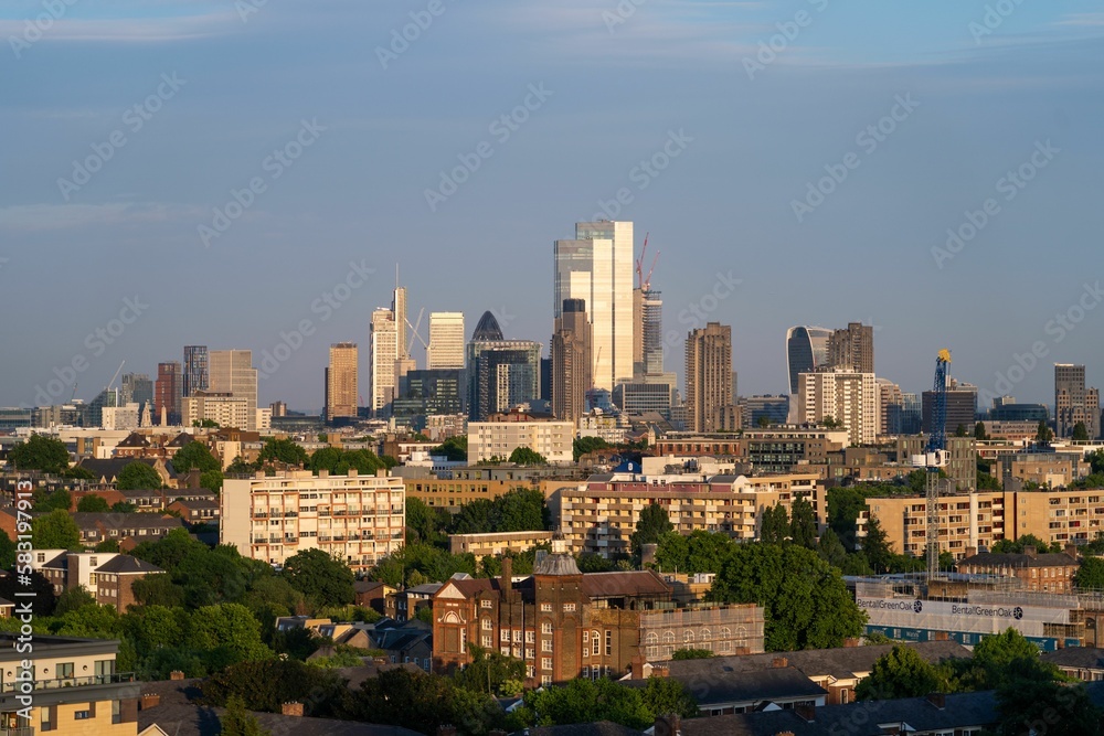 Scenic shot of the city skyline in London during sunset