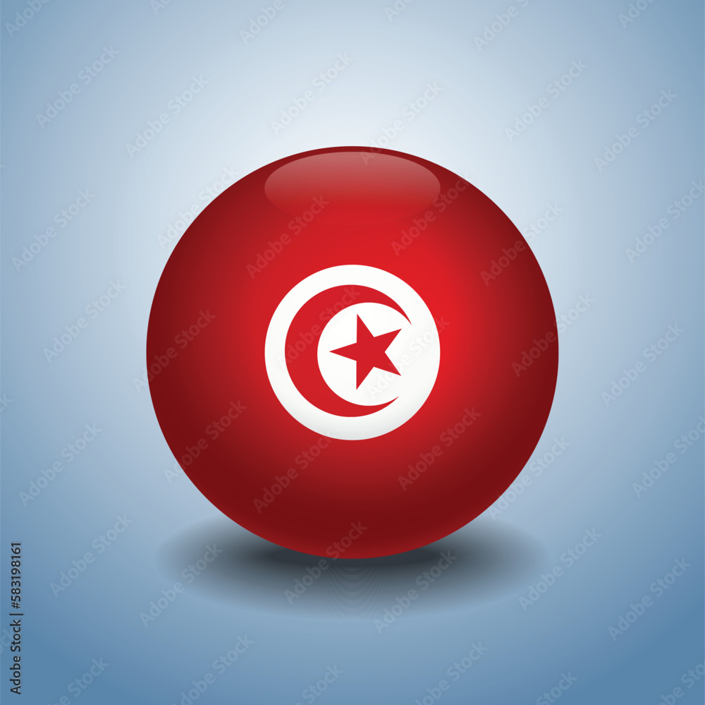 Tunisia flag. Round glossy. Isolated on color gradient background Tunisia flag. Round glossy. Isolated on color gradient background