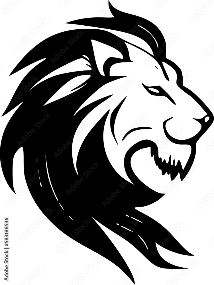 Lion Face - Black and White Isolated Icon - Vector illustration Lion Face - Black and White Isolated Icon - Vector illustration