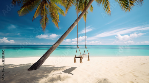 A swing on a sunny beach © Vlad