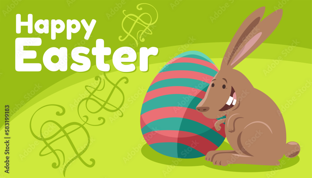 cartoon Easter bunny with painted egg greeting card cartoon Easter bunny with painted egg greeting card