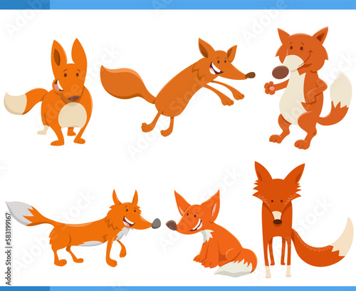 funny cartoon foxes wild animal characters set © Igor Zakowski