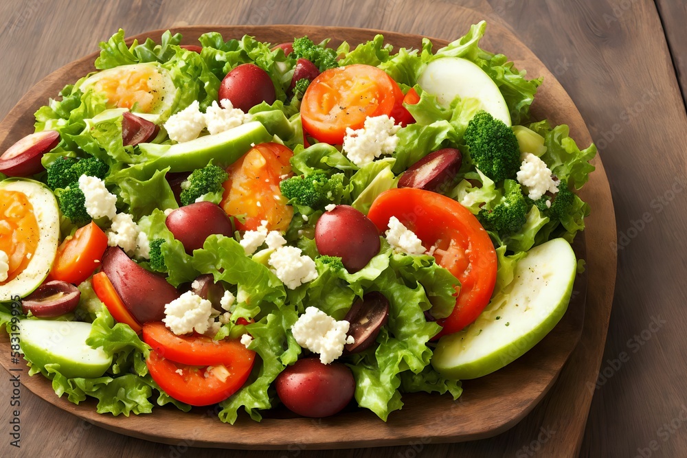Greek salad with fresh vegetables, generative art by A.I Greek salad with fresh vegetables, generative art by A.I
