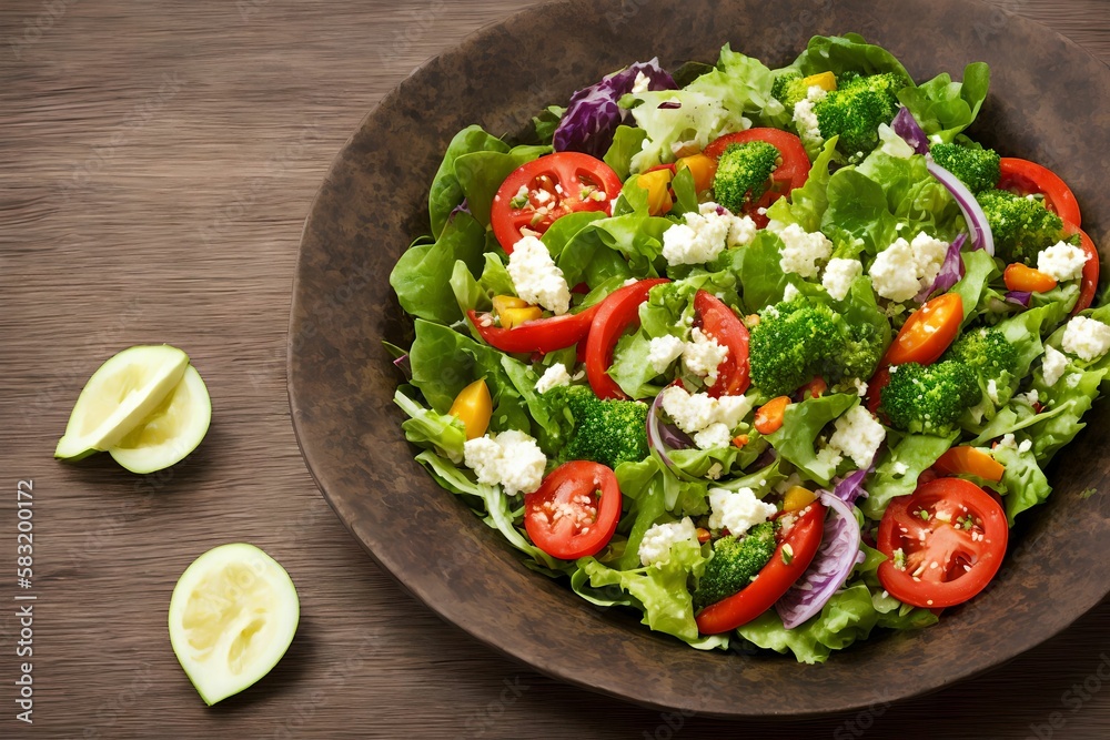 Greek salad with fresh vegetables, generative art by A.I Greek salad with fresh vegetables, generative art by A.I