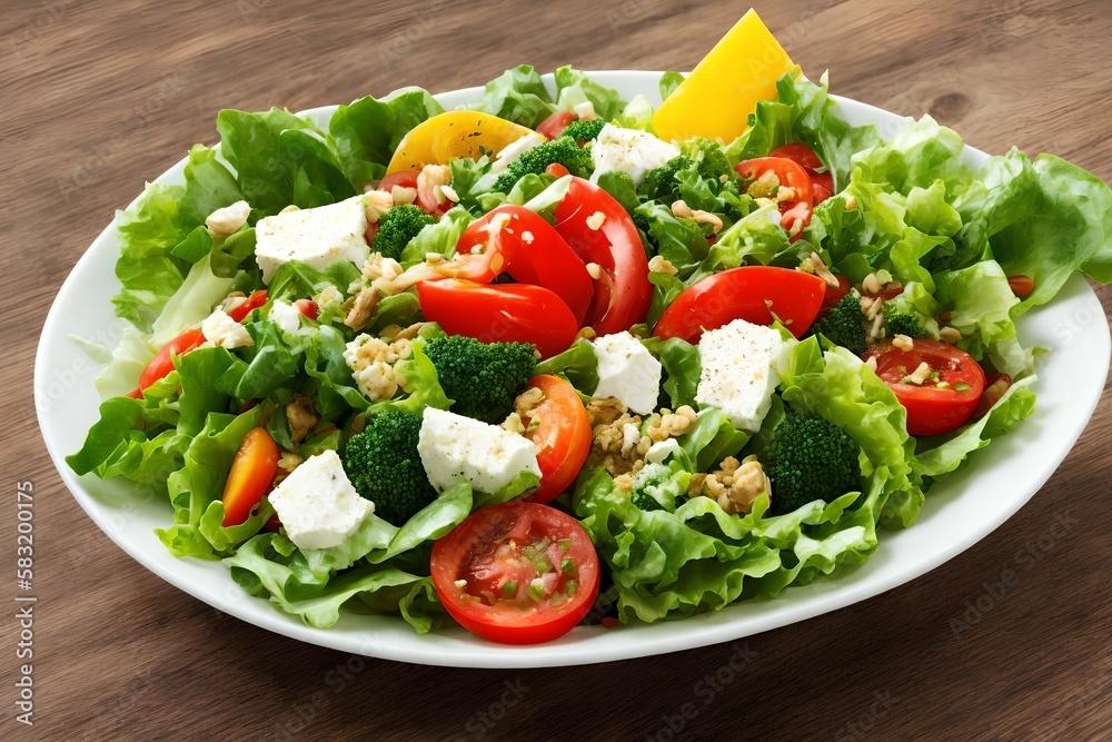 Greek salad with fresh vegetables, generative art by A.I Greek salad with fresh vegetables, generative art by A.I