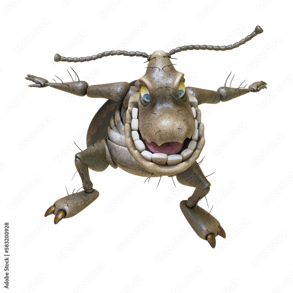 Fototapeta premium cockroach cartoon is landing