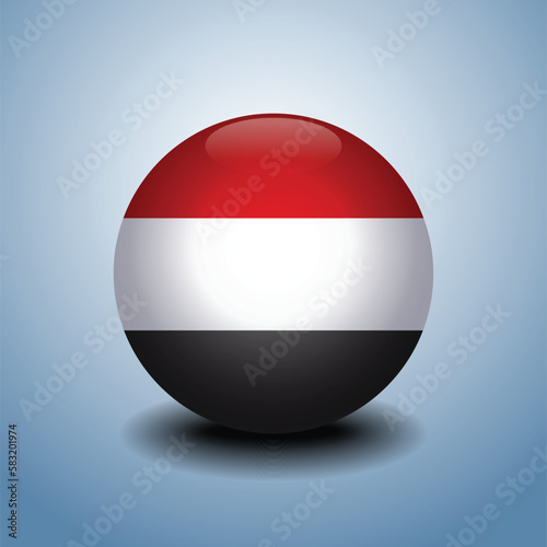 Free Download  Yemen flag. Round glossy. Isolated on color gradient background - GFXLoad