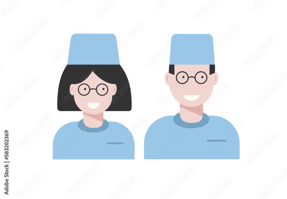 Doctor icons in uniform. Flat style. Vector illustration Doctor icons in uniform. Flat style. Vector illustration