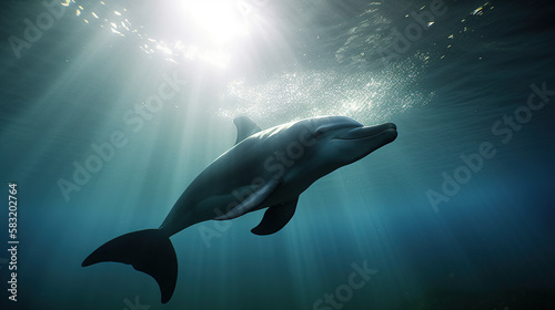 Dolphin Underwater  Generative AI  Illustration