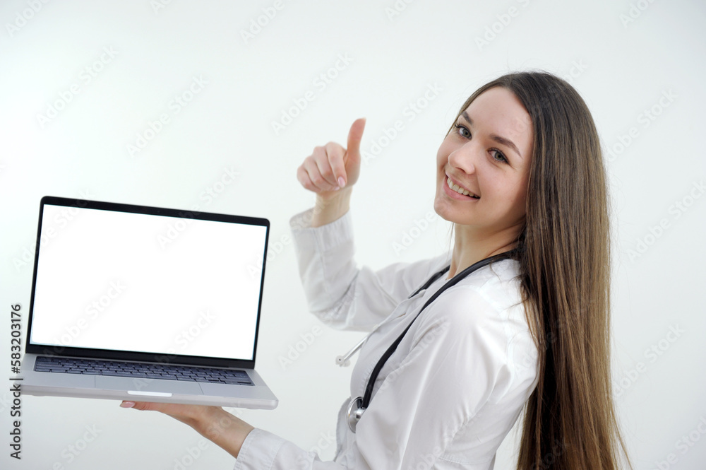 Happy doctor holding empty blank in hands. Female doctor showing a clipboard with blank paper. Close-up of a female doctor with lab coat and holding blank clipboard. High quality photo Happy doctor holding empty blank in hands. Female doctor showing a clipboard with blank paper. Close-up of a female doctor with lab coat and holding blank clipboard. High quality photo