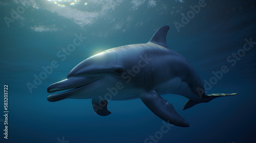 Dolphin Underwater  Generative AI  Illustration