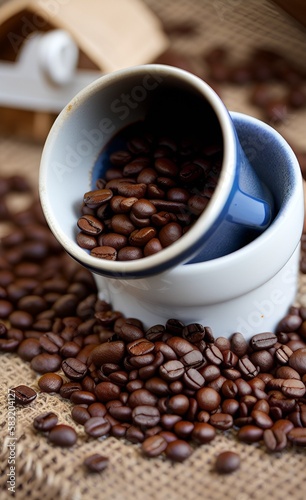 Peaceful subtle display of coffee beans. Awaiting a logo or a simple quote displayed. Soothing colors