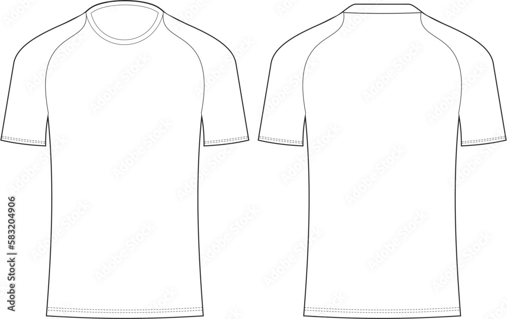 illustration of Rugby shirt Blank Mock-up front and back view Template for  Design and CAD Technical Sketch Stock Vector