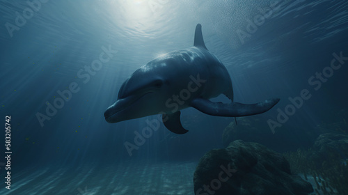 Dolphin Underwater, Generative AI, Illustration © emir