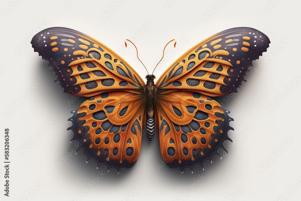Fototapeta premium Beautiful butterfly illustration, white background. Generative AI