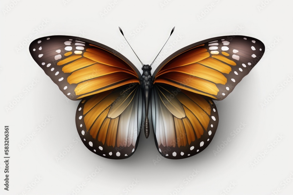 Obraz premium Beautiful butterfly illustration, white background. Generative AI