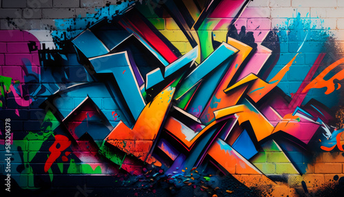 colorful graffiti on wall photo