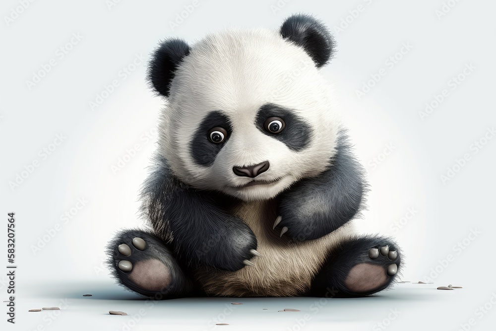 Naklejka premium giant panda eating bamboo