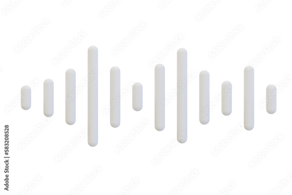3d minimal sound wave. Audio level lines. equalizer wave. 3d illustration. - obrazy, fototapety, plakaty 