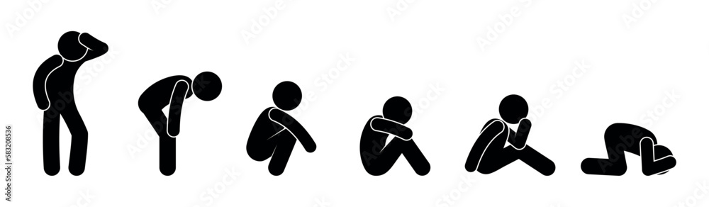 man stands, sits, people icon. stick figure human silhouette Stock ...