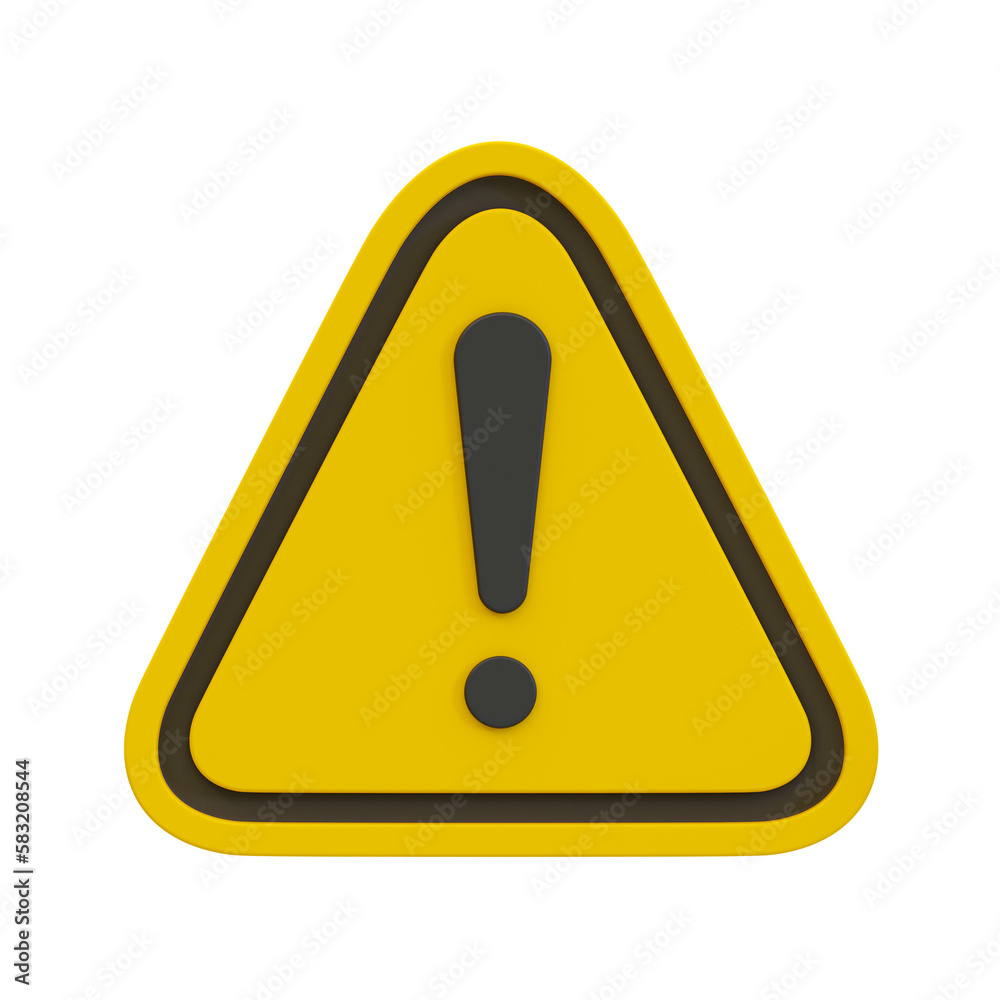 3d minimal warning icon. Caution sign. Alarm sign. 3d illustration. 3d minimal warning icon. Caution sign. Alarm sign. 3d illustration.