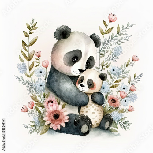 Cute Watercolor Panda.