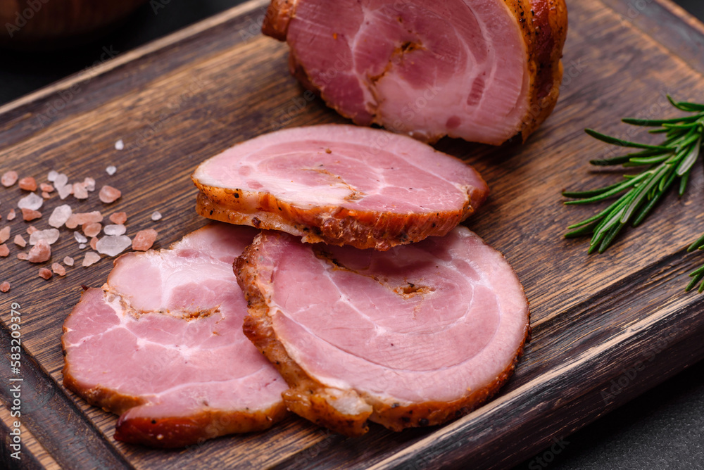 Delicious fresh baked meat roll with spices and herbs Delicious fresh baked meat roll with spices and herbs