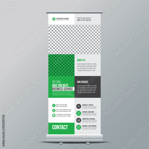 Corporate roll up banner or X banner or road side banner or stand banner design template layout for your business or company.