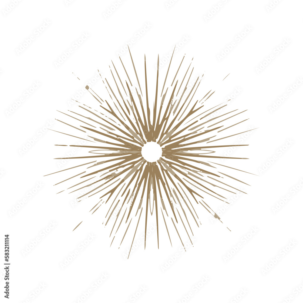 Vector golden sun in boho style. Abstract illustration of the sunrise hand-drawn in one line.. Celestial body, isoteric star, zodiac signs. Vector golden sun in boho style. Abstract illustration of the sunrise hand-drawn in one line.. Celestial body, isoteric star, zodiac signs.