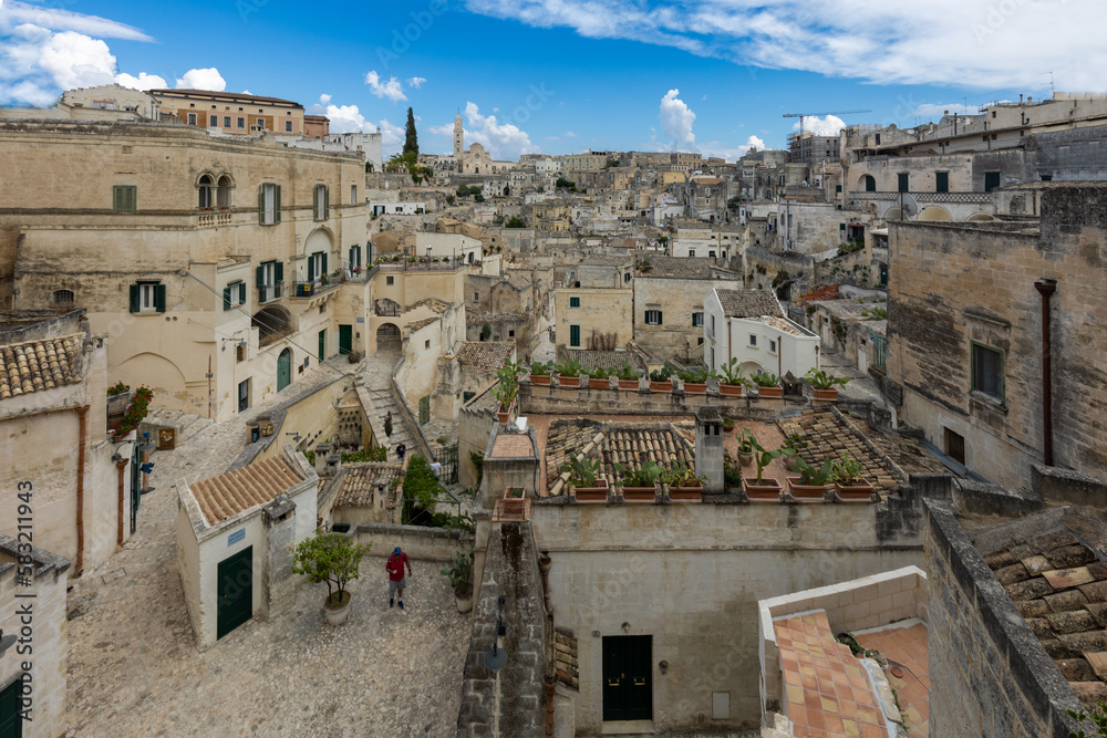 Vista panoramica di Matera, Basilicata, Italia meridionale.