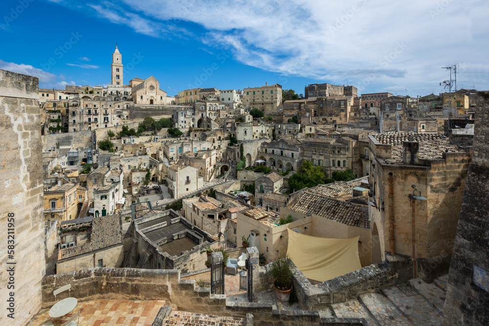 Vista panoramica di Matera, Basilicata, Italia meridionale.