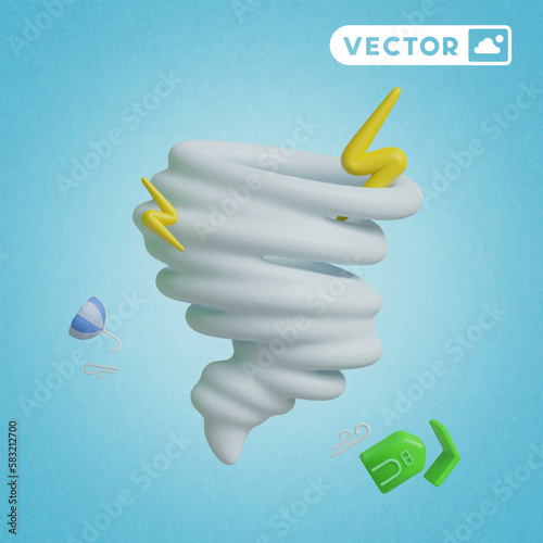 hurricane 3D vector icon set, on a blue background