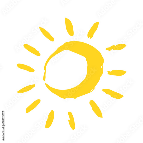 Happy summer sun symbol hand painted with paint brush