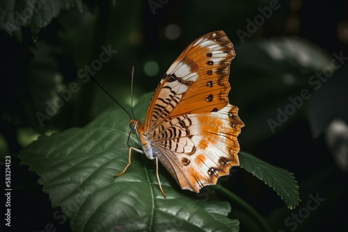 A butterfly perched on a leaf Generative AI