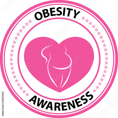 Obesity awareness round rubber stamp. Round logo