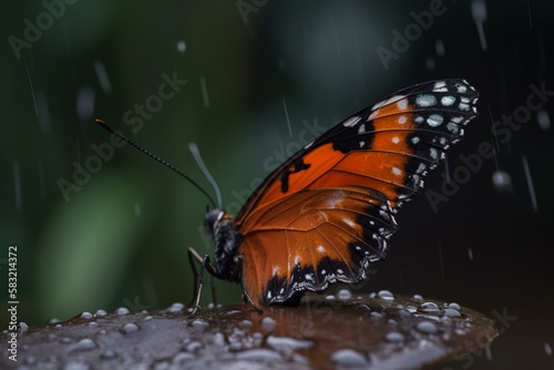A butterfly in the rain Generative AI © Катерина Євтехова