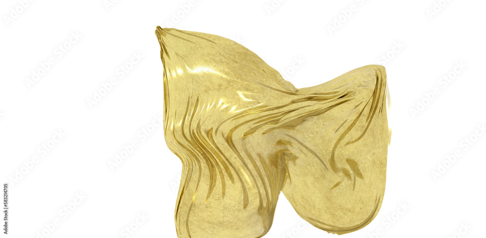 Abstract background of gold wavy silk or satin. 3d Abstract background of gold wavy silk or satin. 3d