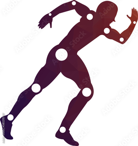Active man, running silhouette, joint pain symbols, Logo/Icon. Physiotherapy treatment design template vector with people run. Colorful vector health. Physiotherapy clinic logo. Physiotherapy logo