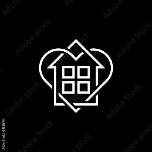 Stay at Home Logo line Icon isolated on black background