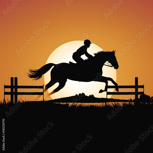 horse, silhouette, vector, illustration, rider, black, animal, equestrian, riding, sport, jockey, white, isolated, race, animals, stallion, jumping, horseback, sports, competition, generative ai