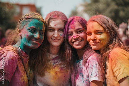 young people at holi party