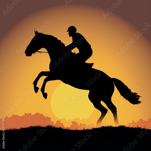horse, silhouette, vector, illustration, rider, black, animal, equestrian, riding, sport, jockey, white, isolated, race, animals, stallion, jumping, horseback, sports, competition, generative ai