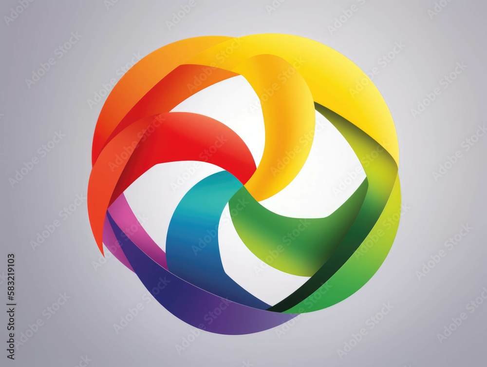 A vibrant rainbow array of colors intersecting to form a single unified logo a symbol of an expanding company.. AI generation. A vibrant rainbow array of colors intersecting to form a single unified logo a symbol of an expanding company.. AI generation.