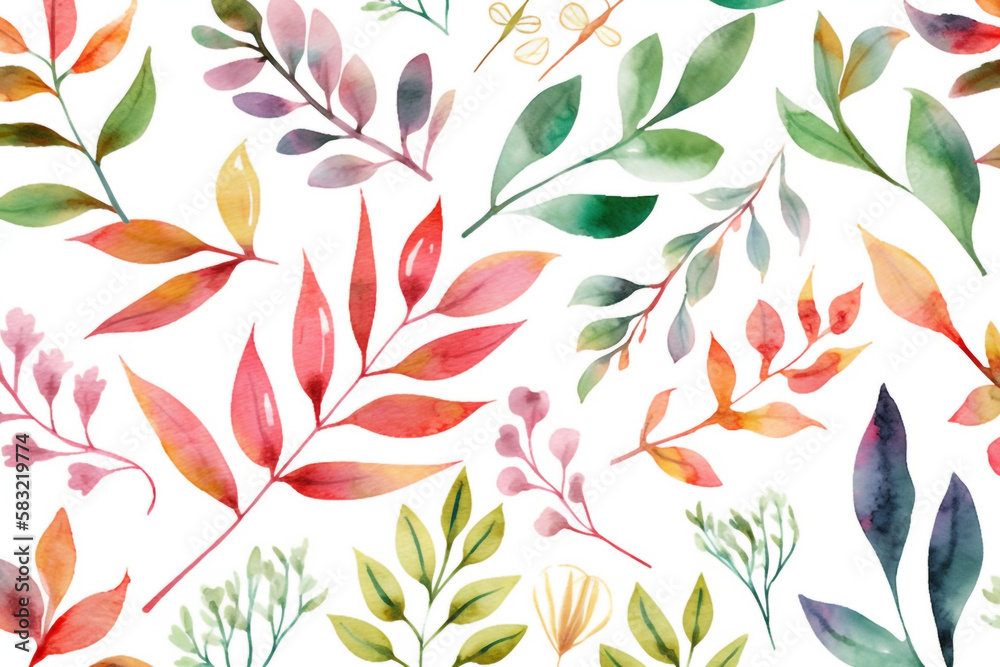 Botanical watercolor wallpaper pattern. generative ai Botanical watercolor wallpaper pattern. generative ai