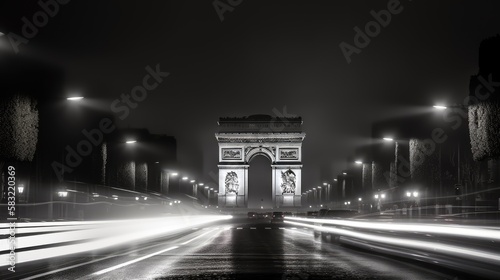 Arc de Triomphe  Paris. Incredibly beautiful and romantic France. Generative AI