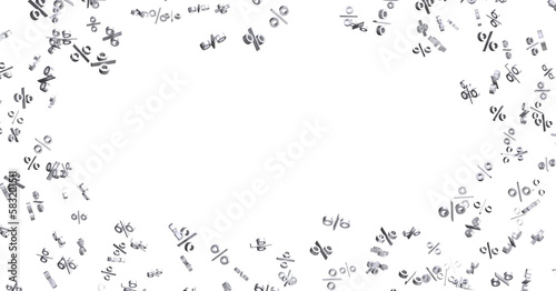 Sales icons floating in the air 3D rendering - 3D percent rain illlustration