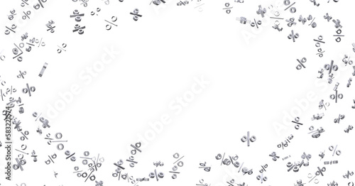 Sales icons floating in the air 3D rendering - 3D percent rain illlustration