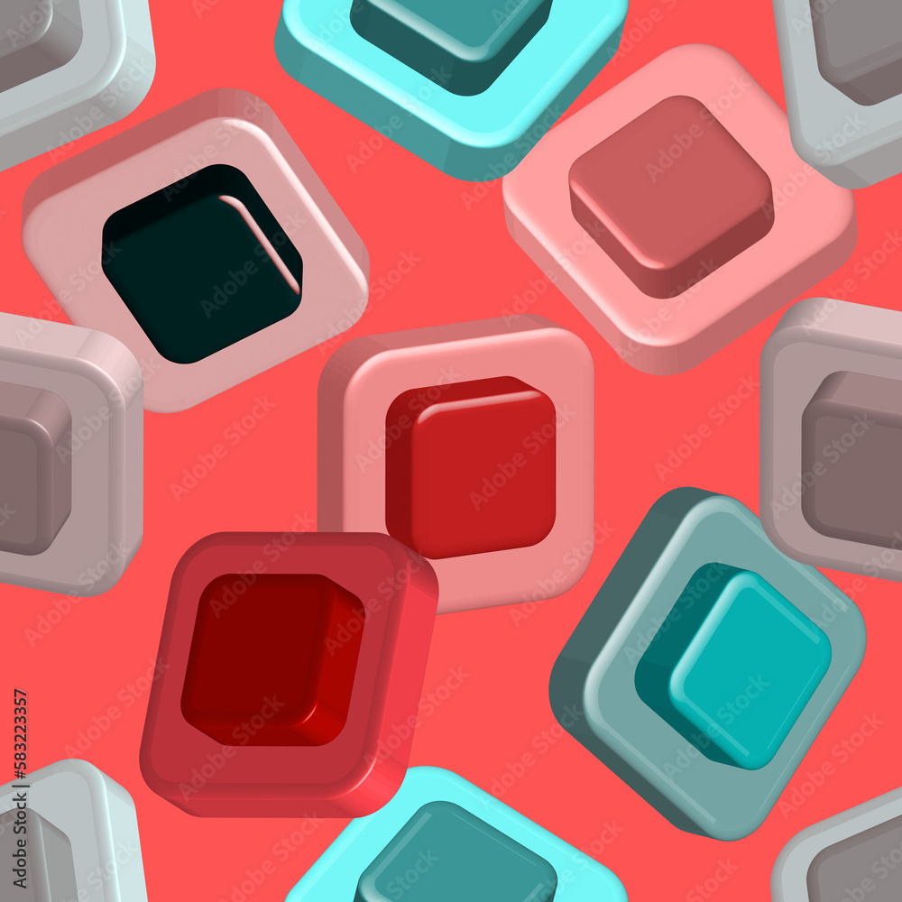 Illustration of 3d objects seamless pattern. Illustration of 3d objects seamless pattern.